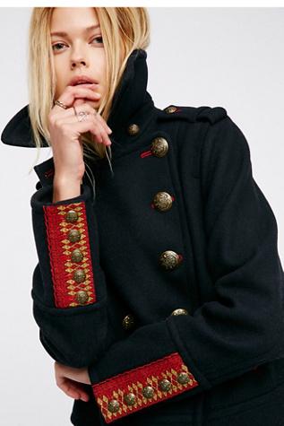 Free People Womens Cropped Wool Peacoat