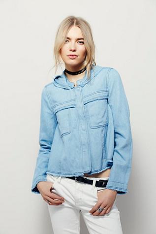 Free People Womens Raw Edge Hooded Jacket
