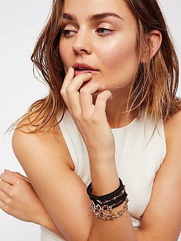 Leather Wrap Chain Link Cuff By Free People