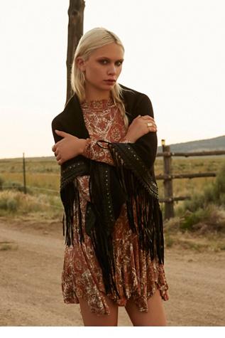 Stephanie Vaille Womens Leather Fringe Wrap