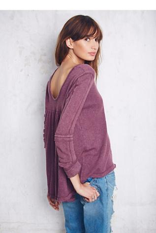 Fp Collection Womens Low Back Shirred Pullover