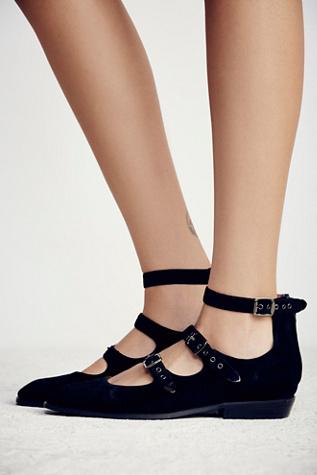 Jeffery Campbell + Free People Womens Melbourne Buckle Flat