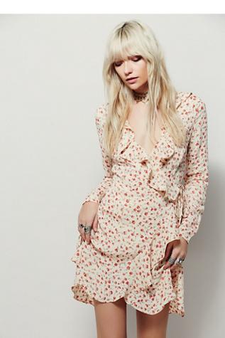 Free People Womens Echo Ruffle Mini Dress