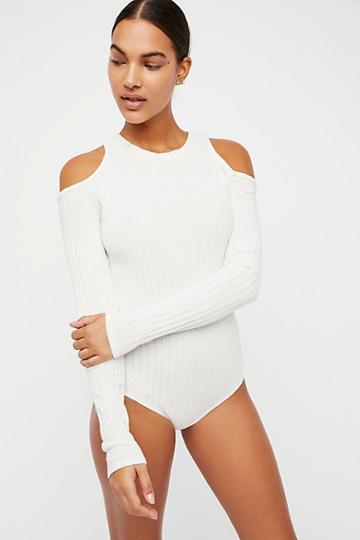Grace Ribbed Cold Shoulder Bodysuit By Nytt At Free People