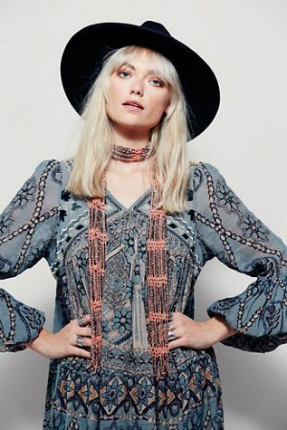Free People Womens Stoned Love Macrame Skinny Scarf