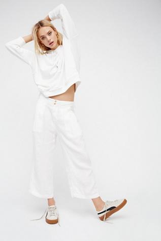 Free People Womens Nomad Linen Trouser