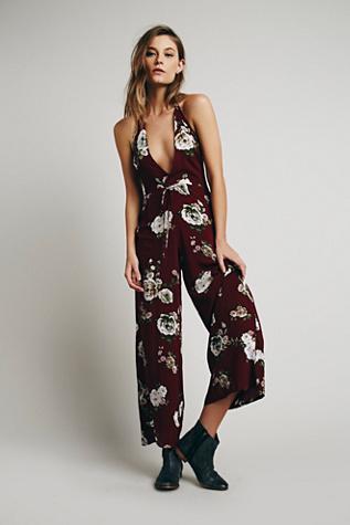Free People + Lov Project Womens Floral Printed Halter Romper