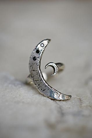Amanda Hunt Womens Black Diamond Two Moon Ring