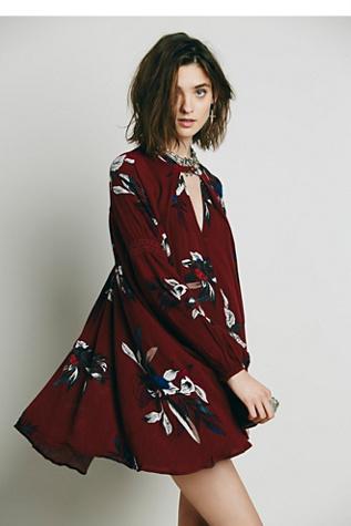 Free People Womens Large Floral Retro Tunic