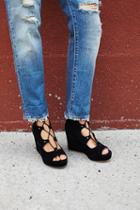 J/slides Womens Three Wishes Lace Up Wedge