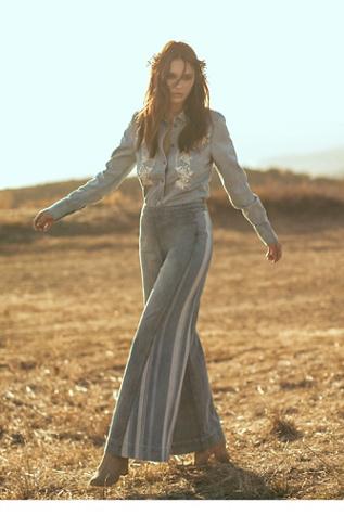 Free People Womens Sea To Sea Indigo Flare