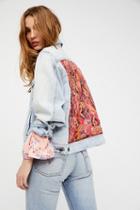 Free People Womens Paisley Quilted Denim Jkt