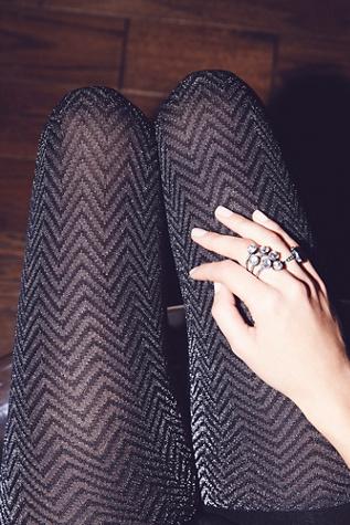 Free People Womens Chevron Lurex Tight