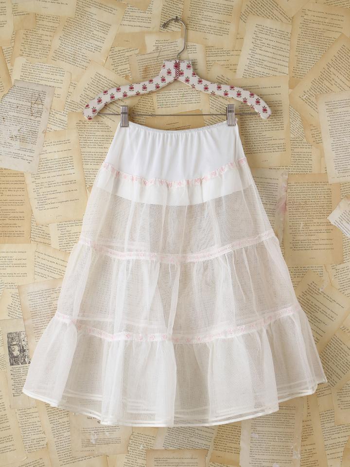 Free People Vintage Embroidered Tulle Skirt