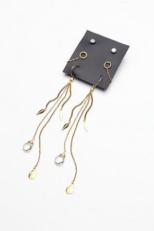 Free People Womens Triple Trouble Mixed Earring Set