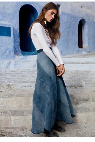 Free People Womens Still Into You Denim Maxi