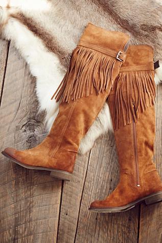 Fp Collection Womens Can T Stop Fringe Over The Knee Boot