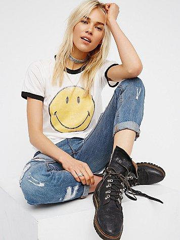 Daydreamer X Free People Smiley Ringer Tee