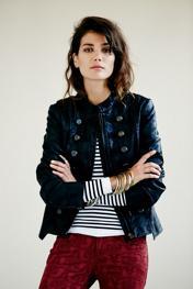 Free People Womens Military Vegan Leather Jacket