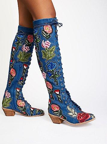 Floral Joe Lace Up Boot By Jeffrey Campbell At Free People