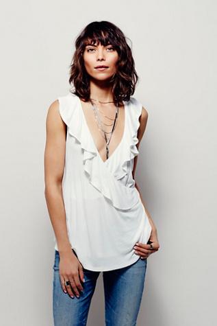 Free People Womens Clementine Ruffle Tank