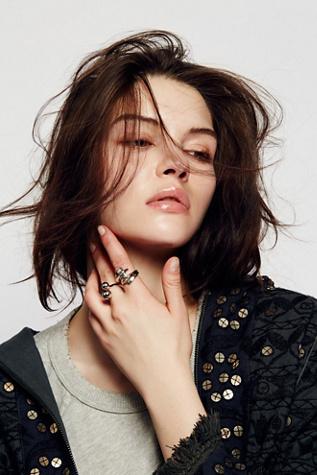 Free People Womens Screw Double Ball Ring Se