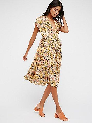 Fitting In Floral Midi Dress By Free People