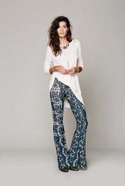 Novella Royale Womens Border Print Bell Bottoms