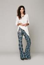 Novella Royale Womens Border Print Bell Bottoms