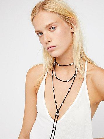 Freshwater Pearl Suede Wrap Necklace  By Lead At Free People