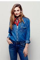 Free People Womens Straight Shooter Denim Buttondown