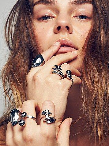 Free People Screw X Double Ball Ring Set