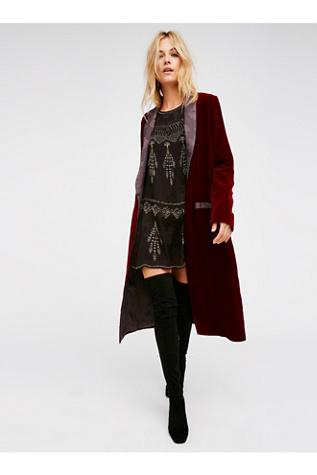 Free People Womens Velvet Jkt W/ Satin Lapel