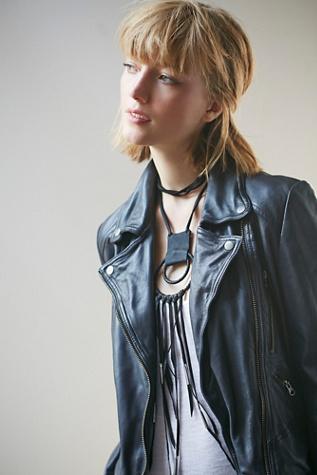 Sun And Glory X Free People Womens Two Moons Leather Necklace