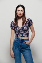 Free People Womens Madeline Printed Off The Shoulder Top