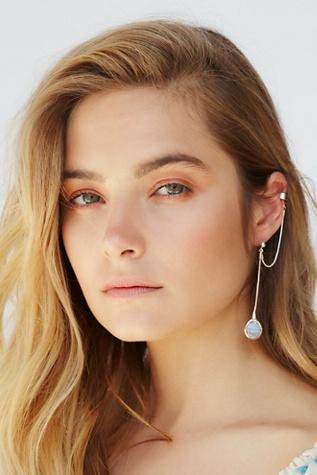 Free People Womens Raw Opal Drop Ear Cuff