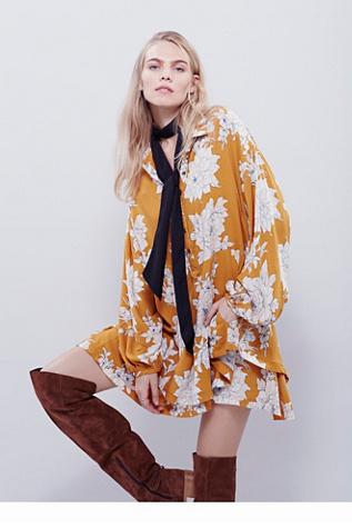 Free People Womens Shake It Printed Long Sleeve Mini Dress