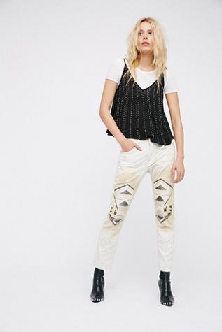 Free People Womens Embellished Surplus Jean