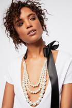 Layered Pearl X Bow Necklace By Av Max At Free People