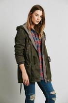 Free People Womens Solid Knit Mixed Cargo Jacket