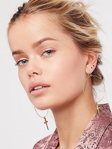 Brielle Cross Drop Hoops By Vanessa Mooney At Free People