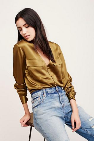 Free People Womens Issa Silk Blouse