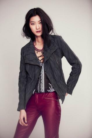 We The Free Womens Vegan Suede Moto Jacket
