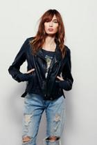 Fp Collection Womens Washed Leather Moto Jkt