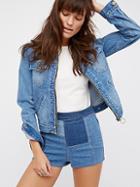 Free People Patched High & Tight Denim Shorts
