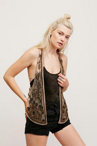 Free People Womens Beaded Summer Vest