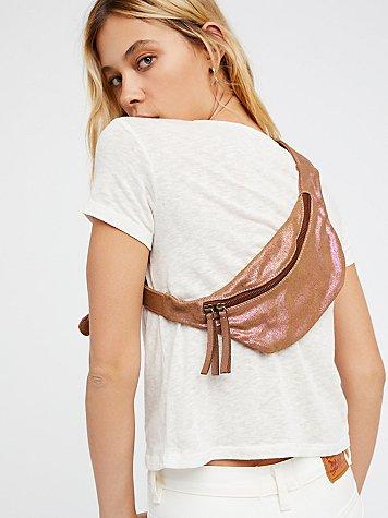 Free People Iridescent Leather Pocket Belt