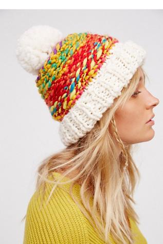 Free People Womens Candy Land Pom Beanie