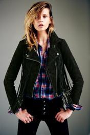 And She Was Womens Fringe Suede Jacket
