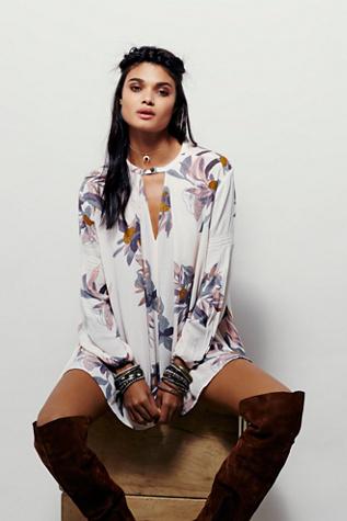 Fp Collection Womens Large Floral Retro Tunic
